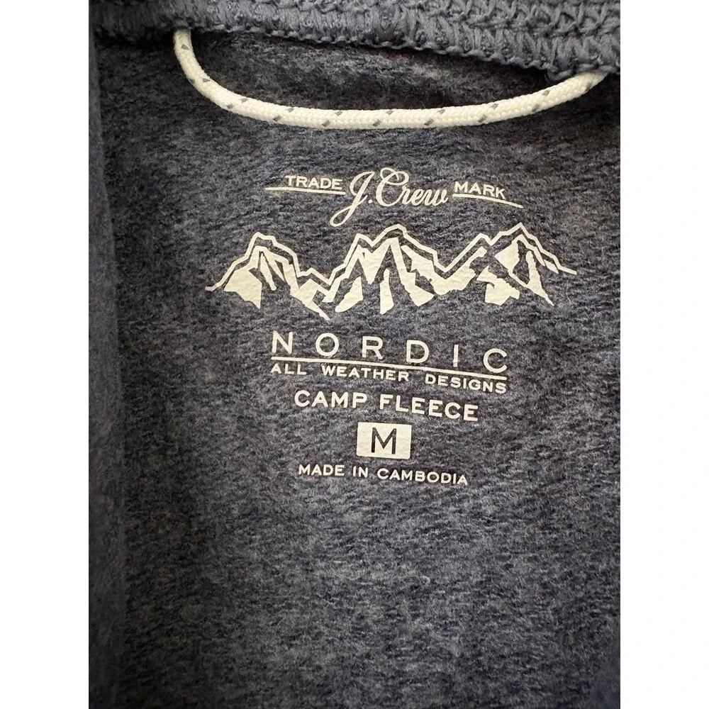 J.CREW Hoodie Mens M Blue Nordic Camp Fleece Long Sleeve Pullover Stretch
